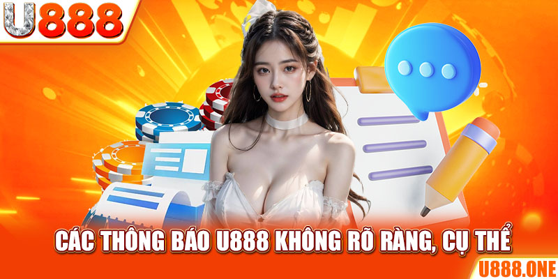 Các thông báo U888 không rõ ràng, cụ thể